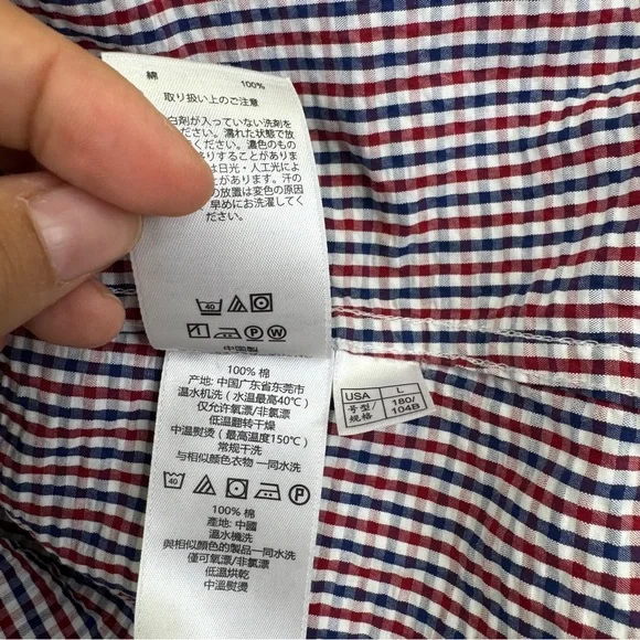 Brooks Brothers Red Fleece Checkered Seersucker Shirt Size L Red White Blue - Picture 12 of 14